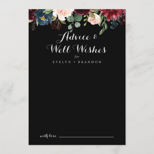 Rustic Black Wedding Well Wish Advice Kaart (Voorkant)