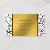Rustic Black White Gold Abstract Tree Branches Visitekaartje (Achterkant)