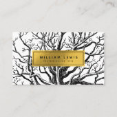 Rustic Black White Gold Abstract Tree Branches Visitekaartje (Voorkant)