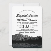 Rustic Black & White Mountain Forest Wedding Invit Kaart (Voorkant)