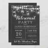 Rustic Black White Retirement Party Invitation Kaart (Voorkant / Achterkant)