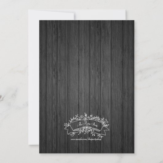 Rustic Black Wood Graduation Party Invitation Kaart (Achterkant)