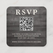 Rustic Black Wood RSVP QR Code Enclosure Kaart (Voorkant)