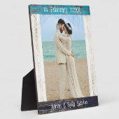 Rustic Blauw Houten Foto Huwelijksjubileum Fotoplaat (Zijkant)