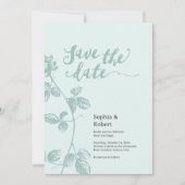 Rustic Blauw Whimsical Bloemendesign Save The Date (Voorkant)
