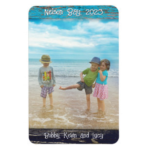 Rustic Blauw Witte Strand Houten Fotolijst Magneet