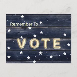Rustic Blauwe Houten Sterren Stem Briefkaart