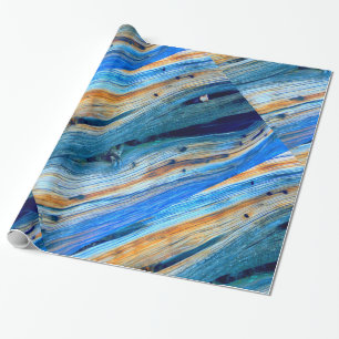 rustic blauwe jeneverhouten planken cadeaupapier