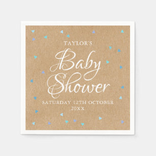 Rustic Blauwe Liefdeshartjes Baby Jongens Shower / Servet