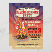 Rustic Blazin Bonfire Party Uitnodigingen (Voorkant / Achterkant)