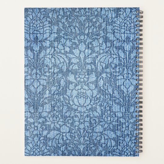 Rustic Bleaching Damask Denim Name Planner (Achterkant)