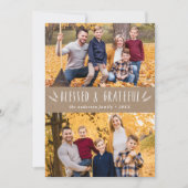 Rustic Blessed en Grateful 2 Photo Thanksgiving Feestdagenkaart (Voorkant)