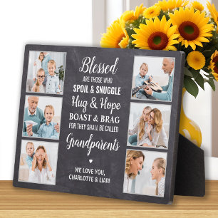 Rustic Blessed Grandouders Custom 6 Photo Collage Fotoplaat
