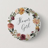 Rustic Bloom Bloemenmeisje Ronde Button 5,7 Cm (Voorkant)