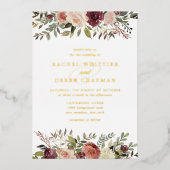 Rustic Bloom Bruiloft Folie Uitnodiging (Voorkant)