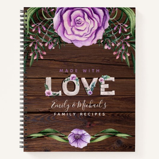 Rustic Bloom Custom Recipe Journal Wedding Gift Notitieboek (Voorkant)
