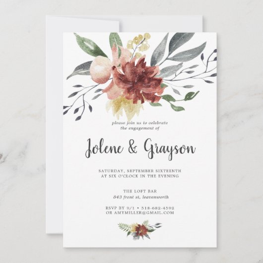 Rustic Bloom | Faire-part de Fiançailles (Devant)