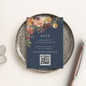 Rustic Bloom Floral QR Code Weddenschap RSVP Informatiekaartje