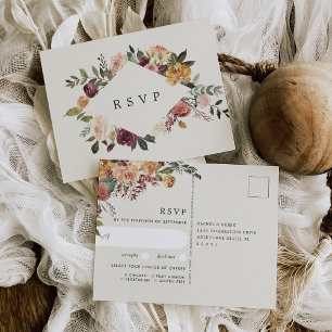 Rustic Bloom Floral Wedding Meal Choice RSVP Briefkaart