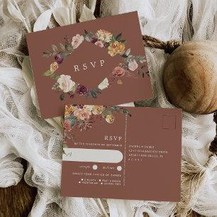Rustic Bloom Floral Wedding Meal Choice RSVP Briefkaart