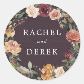 Rustic Bloom | Floral Wreath Wedding Ronde Sticker (Voorkant)