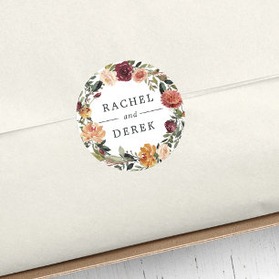 Rustic Bloom Floral Wreath Wedding Ronde Sticker