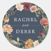 Rustic Bloom | Floral Wreath Wedding Ronde Sticker (Voorkant)