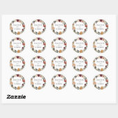 Rustic Bloom | Floral Wreath Wedding Ronde Sticker (Vel)