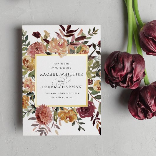 Rustic Bloom Foil Enregistrer la carte de date