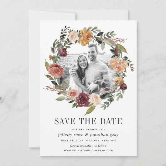 Rustic Bloom | Foto Save the Date Kaart (Voorkant)