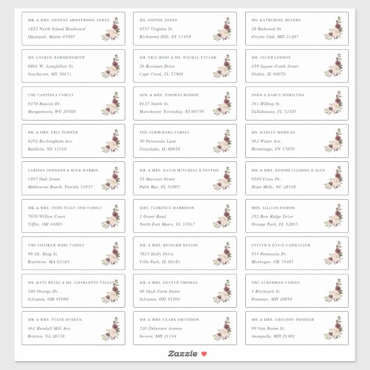 Rustic Bloom | Individuele gast Adresetiketten Sticker (Vel)