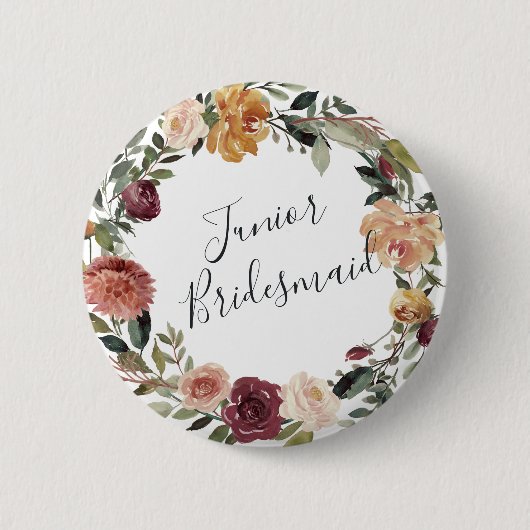 Rustic Bloom Junior Bridesmaid Ronde Button 5,7 Cm (Voorkant)