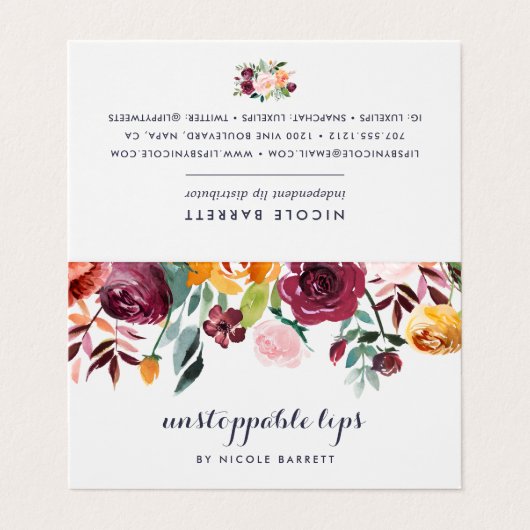 Rustic Bloom Lip Product Distributeur Tips & Trick Visitekaartjes (Buitenkant ongevouwen)
