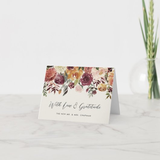 Rustic Bloom Personalized Wedding Bedankkaart (Voorkant)