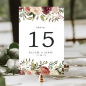 Rustic Bloom Table Number Kaart
