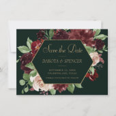Rustic Bloom | Terracotta en Marsala Red Wreath Save The Date (Voorkant)