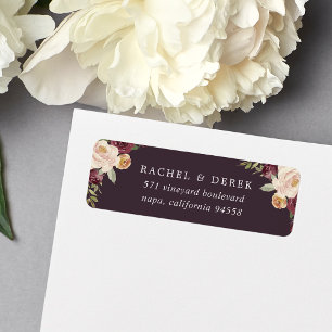 Rustic Bloom Waterverf Floral Return Address Etiket