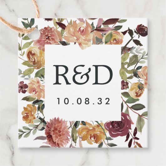 Rustic Bloom | Waterverf Lijst bruiloft Bedankjes Labels (Voorkant)