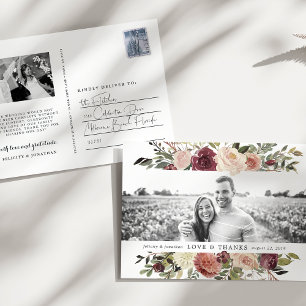 Rustic Bloom   Weddenfoto Hartelijk dank Briefkaart
