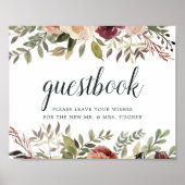 Rustic Bloom Wedding Guestbook Poster (Voorkant)