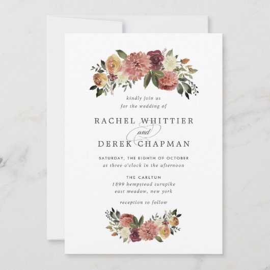 Rustic Bloom Wedding Uitnodiging (Voorkant)