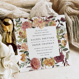 Rustic Bloom Wedding Uitnodiging | Vierkant