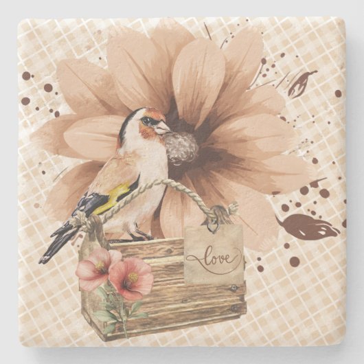 Rustic Blossom Bird Nook Stenen Onderzetter (Voorkant)