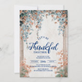 Rustic Blue Autumn Vine Thanksgiving Dinner Kaart (Voorkant)