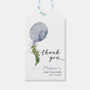 Rustic Blue Balloon Dank je Baby shower Cadeaulabel