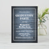Rustic Blue Barn Wood Graduation Party Kaart (Staand voorkant)