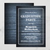 Rustic Blue Barn Wood Graduation Party Kaart (Voorkant / Achterkant)