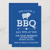 Rustic Blue  BBQ Party Kaart (Voorkant / Achterkant)