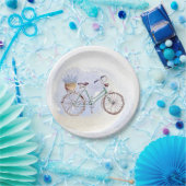 Rustic Blue Bicycle Lavender Floral Papieren Bordje (Feest)