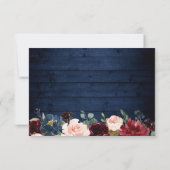 Rustic Blue Blush Floral String Lights Wedding RSVP Kaartje (Achterkant)